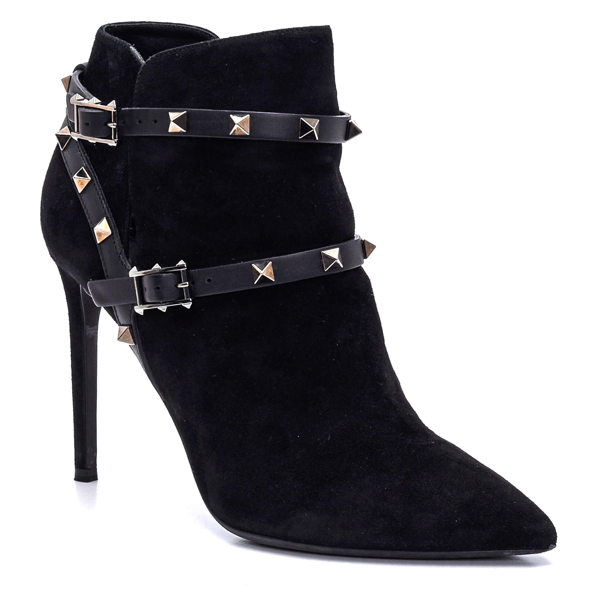 Valentino - Black Suede Rockstud Booties/39